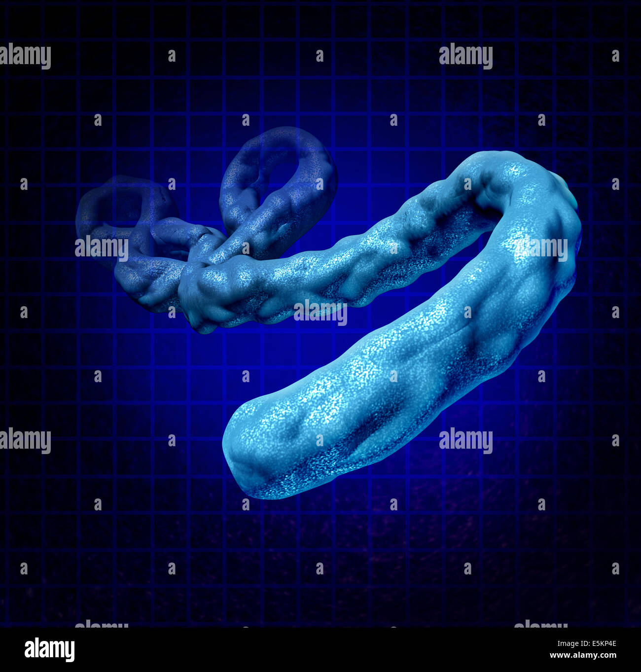 Ebola concetto medico come un tridimensionale di microbi pericolosi provocando sintomi come febbre emorragica come la salute dell'uomo simbolo del dangersÊof infezioni causate da un microrganismo mortale. Foto Stock