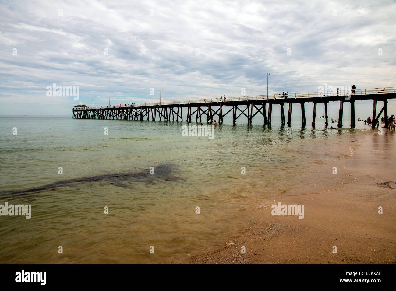 Il Grange Jetty e la spiaggia nella zona suburbana di Adelaide Australia Foto Stock