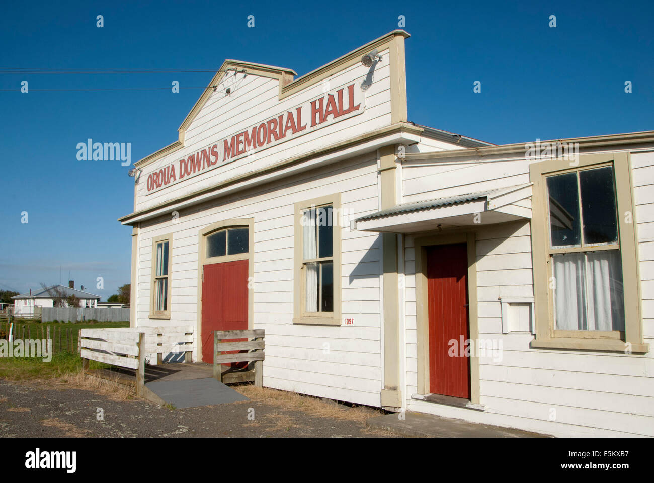 Sala della comunità a Orua Downs, nei pressi di Palmerston North, Manawatu Affitto, Isola del nord, Nuova Zelanda Foto Stock