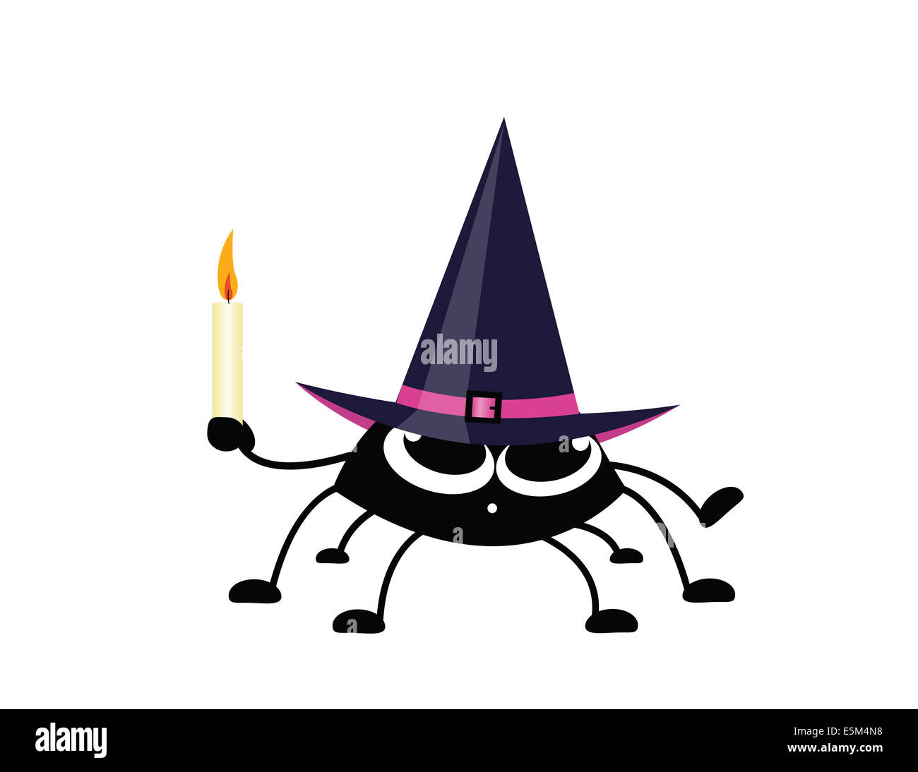 Spider nel cappello con una candela su halloween Foto Stock