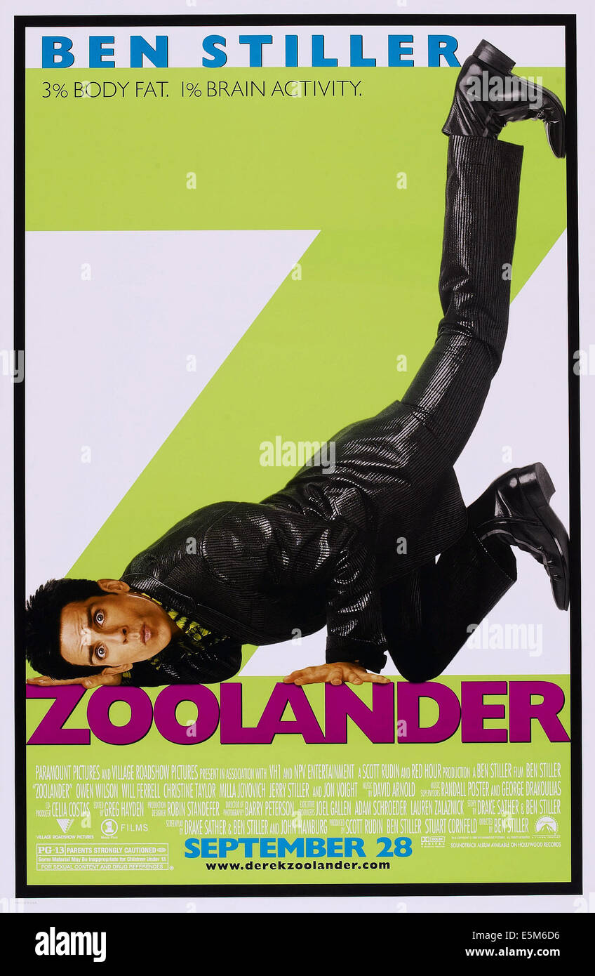 ZOOLANDER, noi anticipo locandina, Ben Stiller, 2001, © Paramount/cortesia Everett Collection Foto Stock
