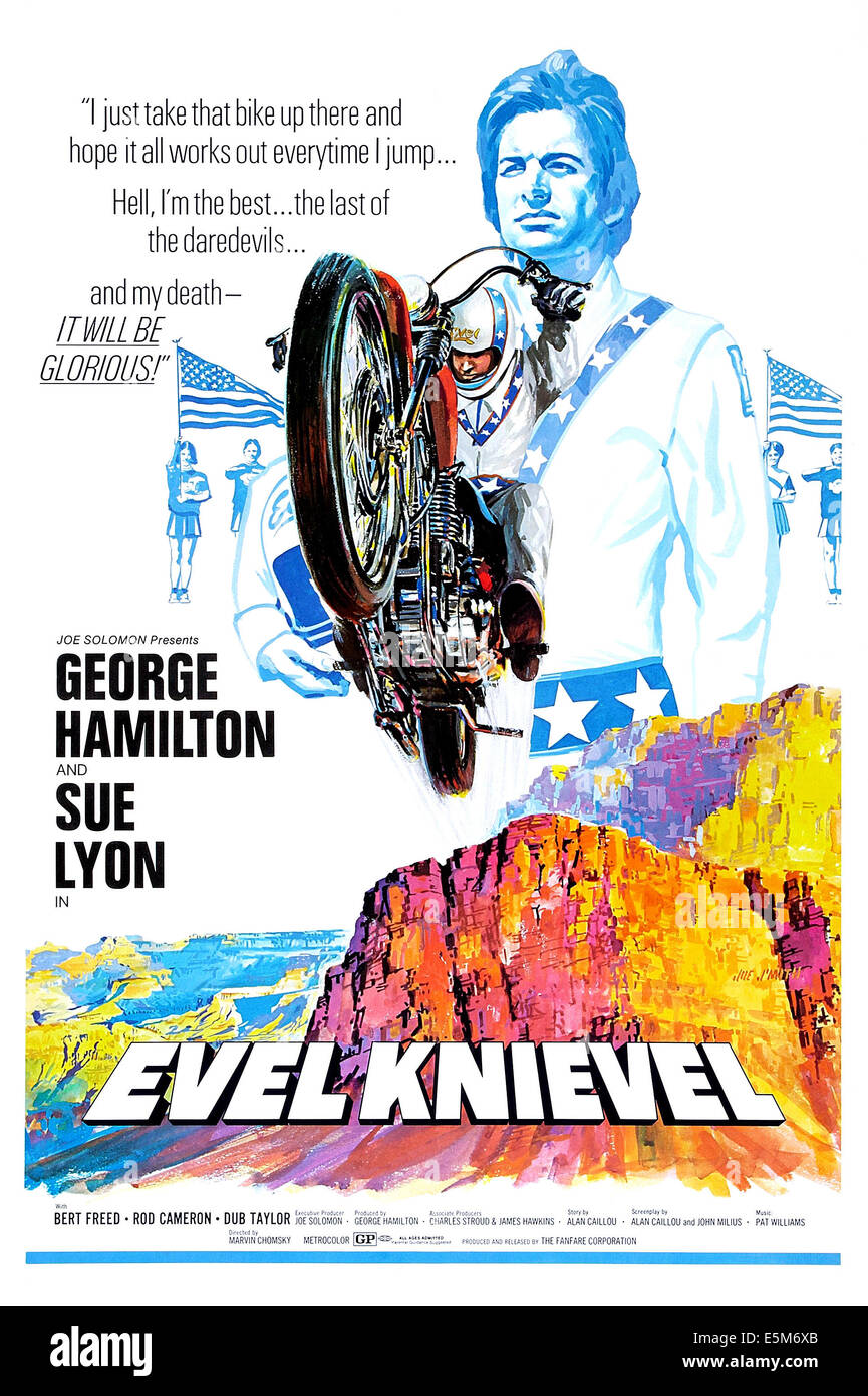 EVEL KNIEVEL, George Hamilton, 1971 Foto Stock