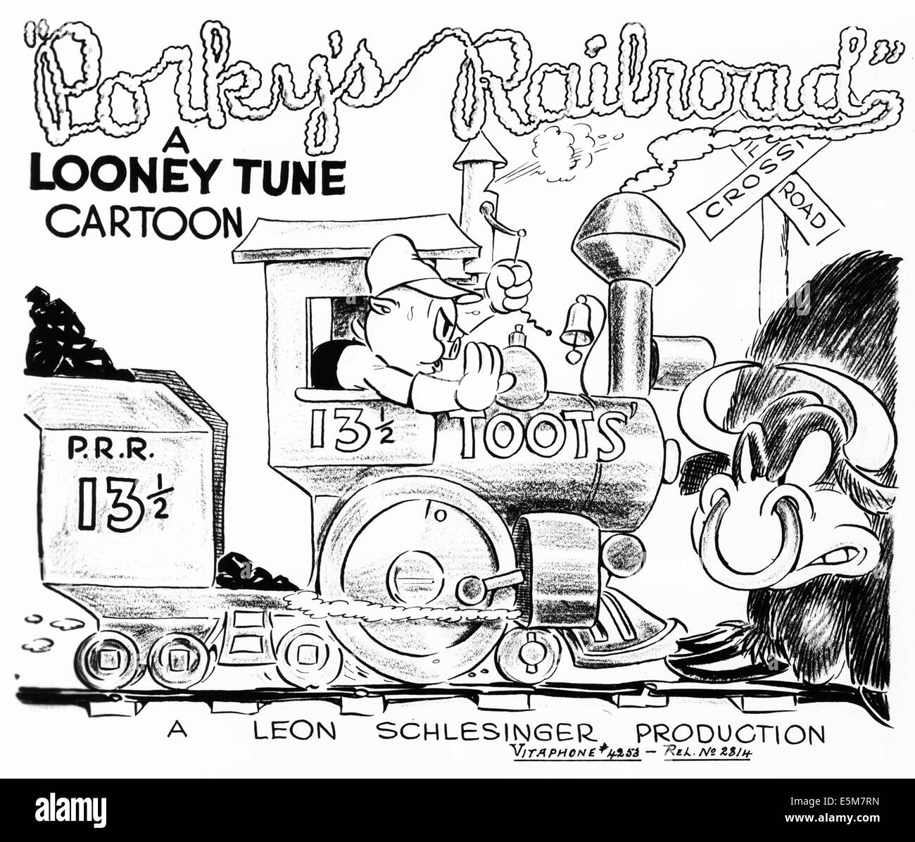 PORKY'S RAILROAD, noi lobbycard, Porky Pig, 1937 Foto Stock