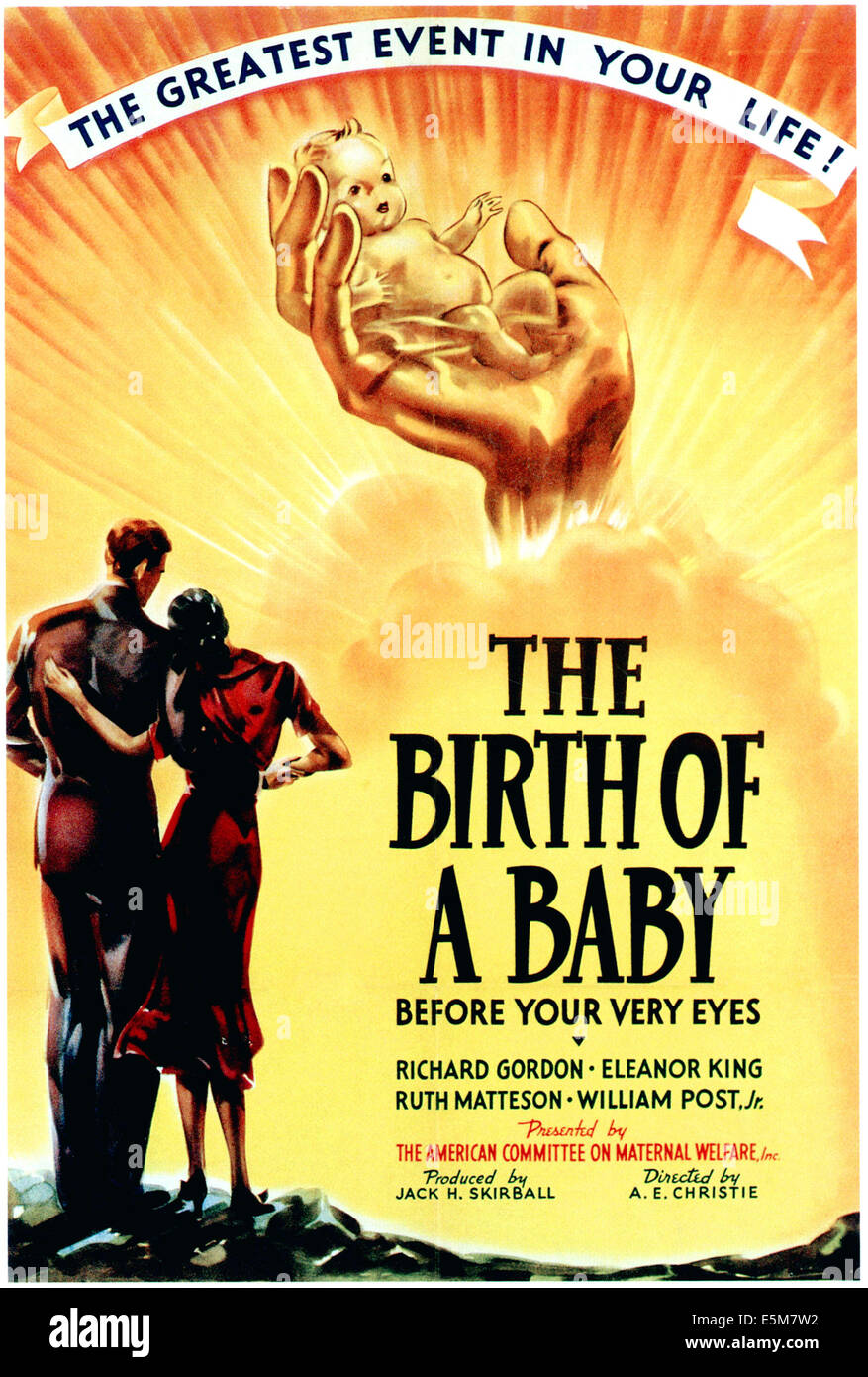 La nascita di un bambino, poster, 1938 Foto Stock