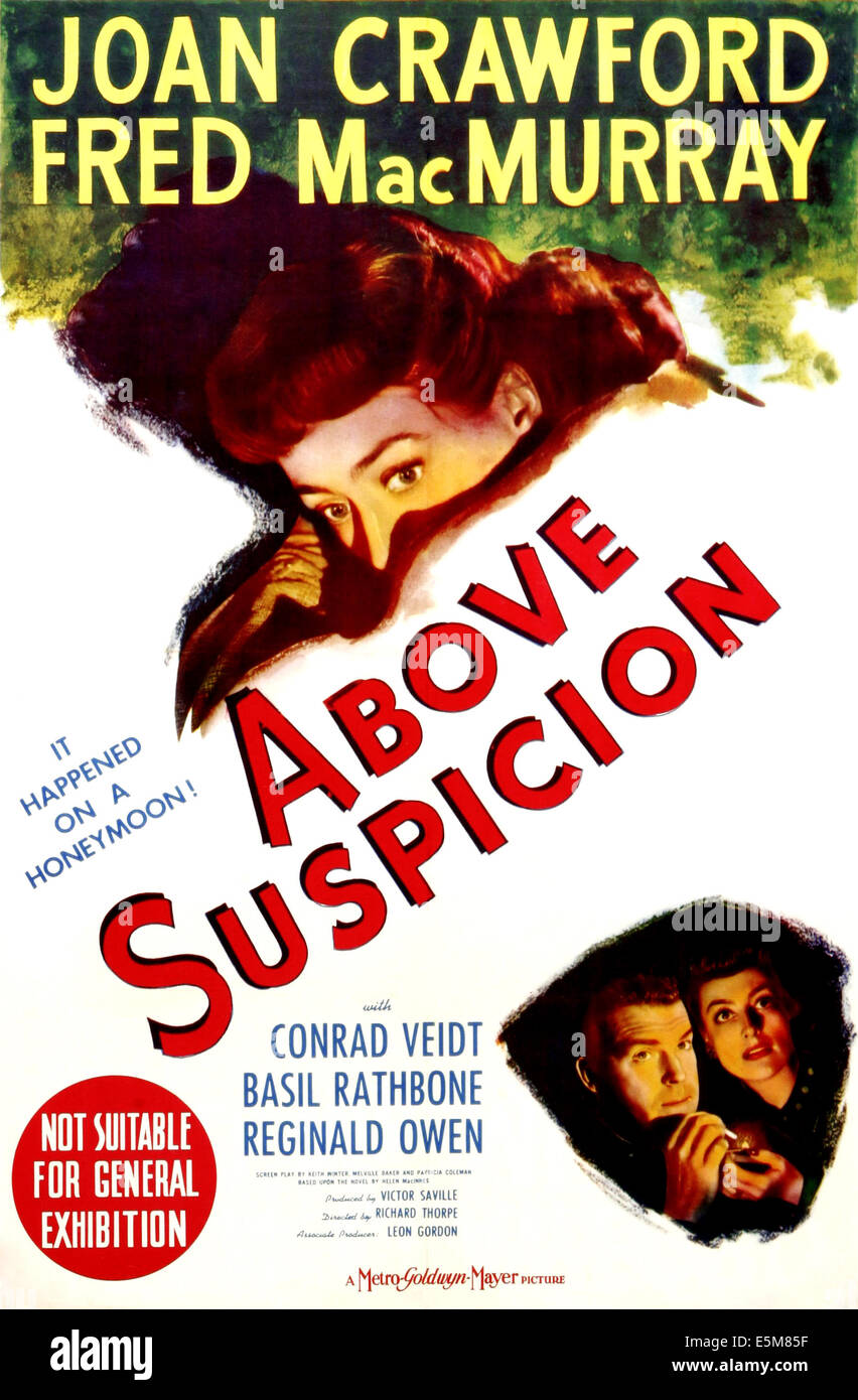 Al di sopra di ogni sospetto, locandina, Joan Crawford (in alto e in basso a destra), Fred MacMurray, 1943 Foto Stock