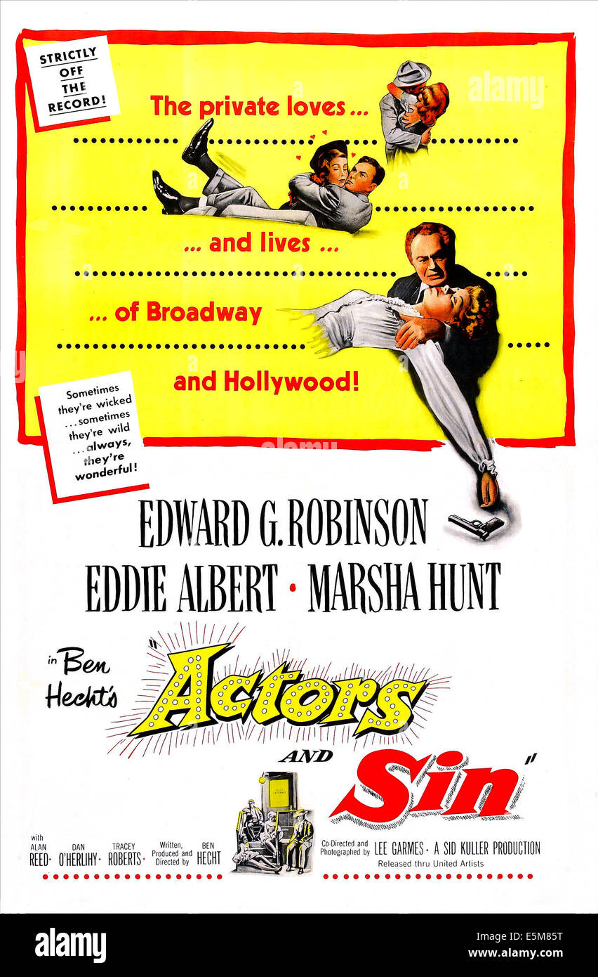 Attori e il peccato, (aka Actor's e il peccato), US poster, centro: Marsha Hunt, Eddie Albert, Edward G. Robinson (a destra), 1952 Foto Stock