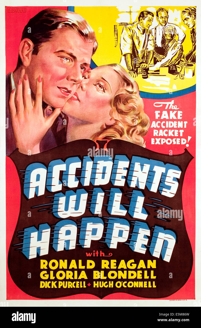 Gli incidenti che accadrà, Ronald Reagan, Gloria Blondll, , 1938. Foto Stock
