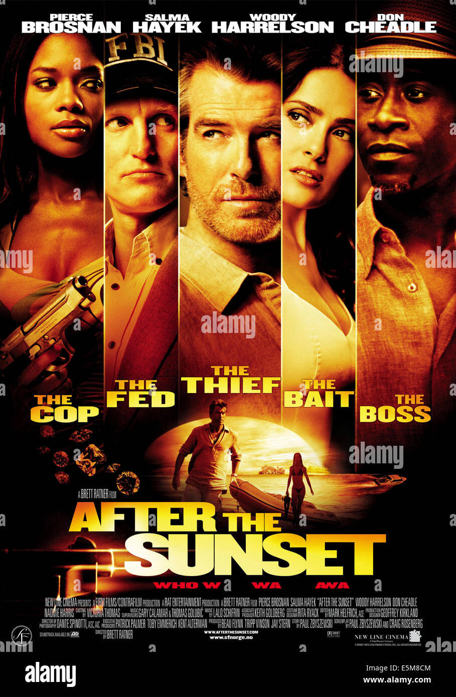Dopo il tramonto, Naomie Harris, Woody Harrelson, Pierce Brosnan, Salma Hayek, Don Cheadle, 2004, (c) Nuova linea/cortesia Everett Foto Stock