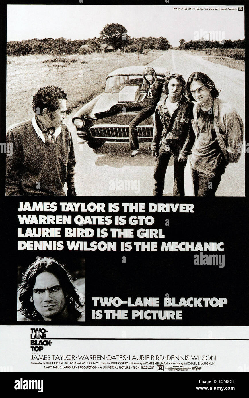 Due corsie di asfalto, Warren Oates Laurie Bird, Dennis Wilson, James Taylor, 1971 Foto Stock