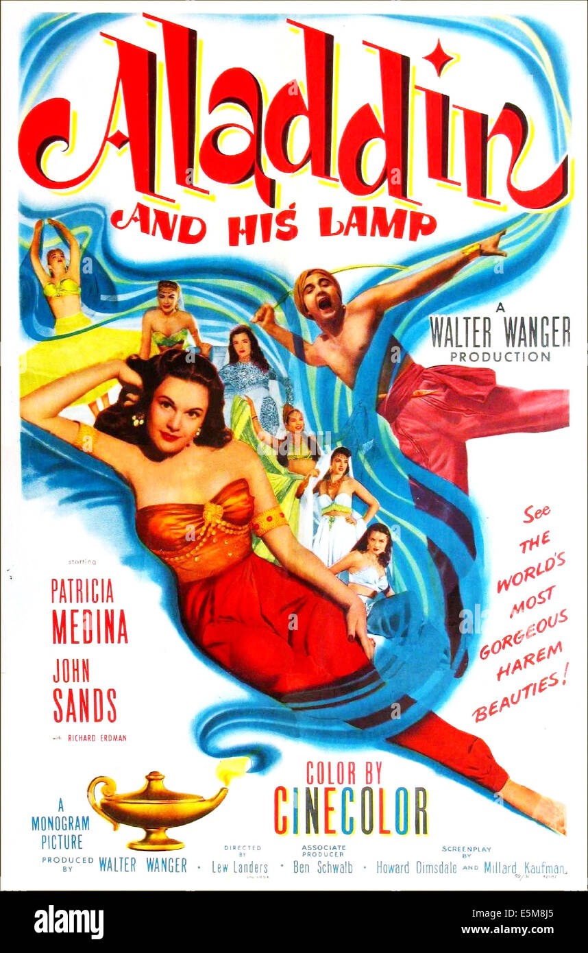 Aladino e la sua lampada, noi poster, da sinistra: Patricia Medina, Johnny Sands, 1952 Foto Stock