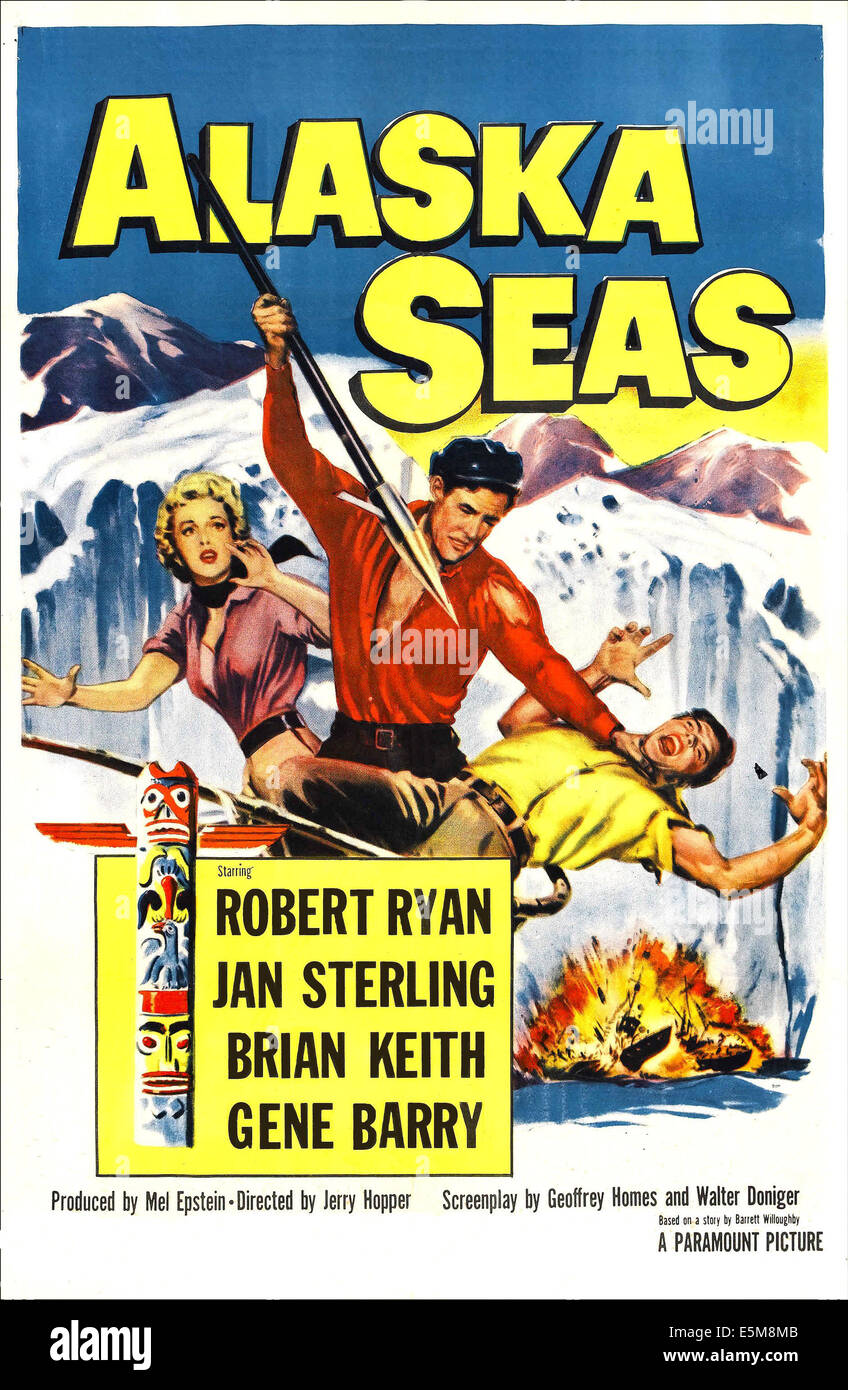 ALASKA MARI, noi poster, da sinistra: Jan Sterling, Robert Ryan, Gene Barry, 1954 Foto Stock
