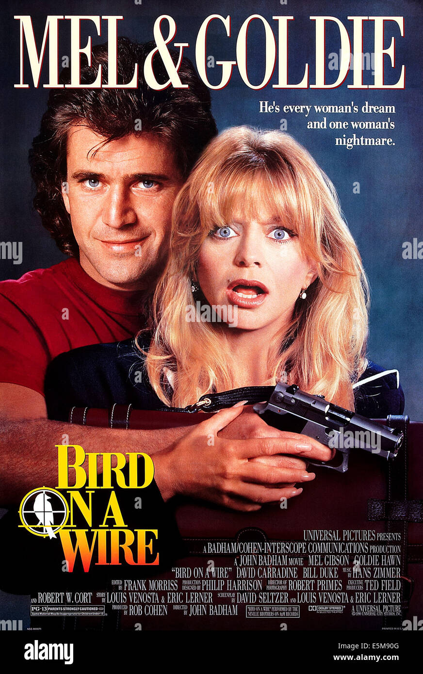 BIRD SU UN FILO, da sinistra: Mel Gibson, Goldie Hawn, 1990 © Universal/cortesia Everett Collection Foto Stock