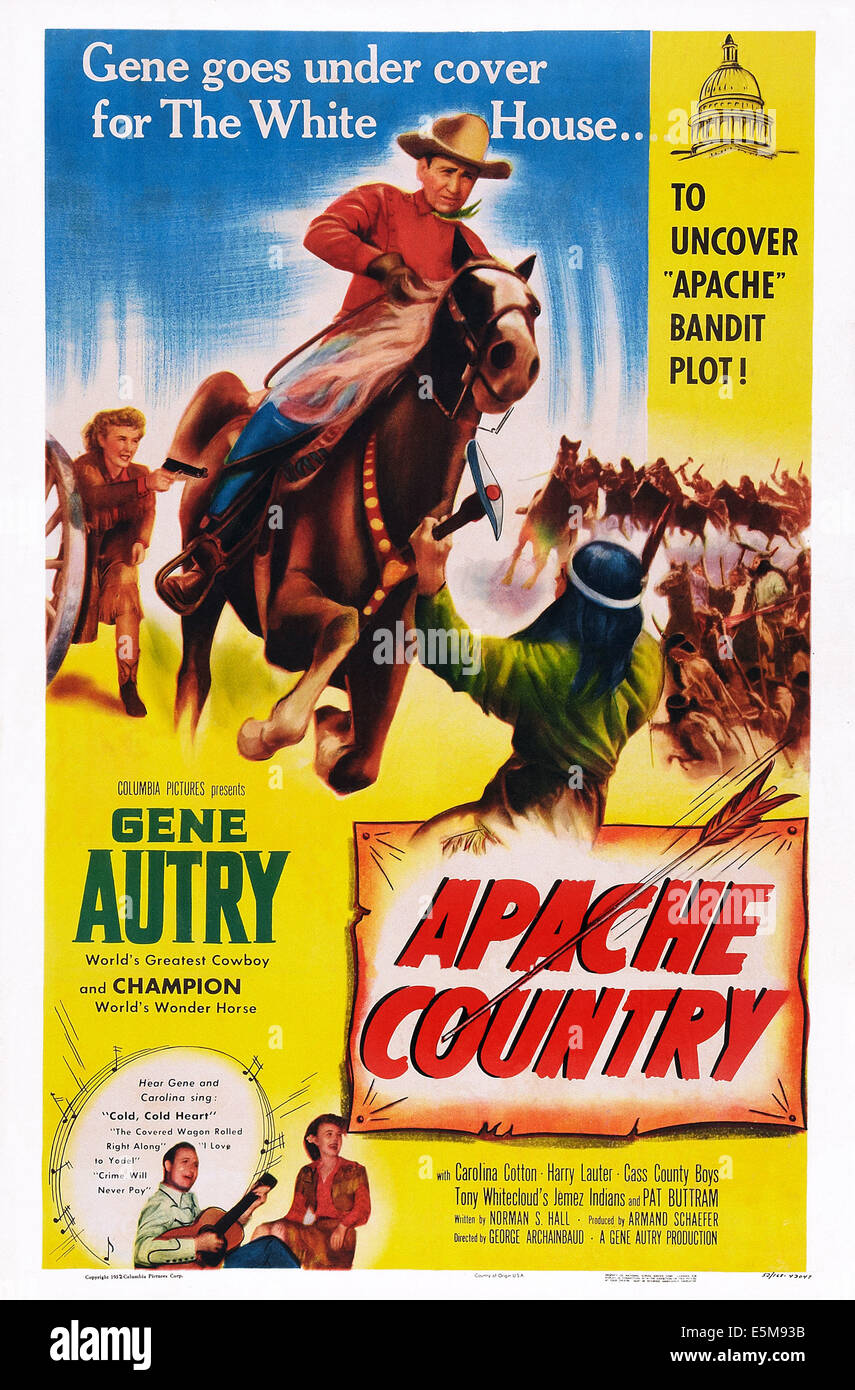 Paese di Apache, locandina, Gene Autry, 1952. Foto Stock