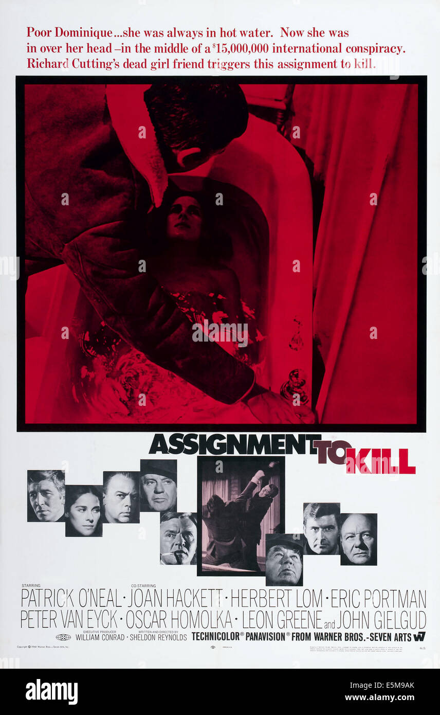 Assegnazione a uccidere, noi locandina, top: Patrick O'Neal, Joan Hackett; in basso da sinistra: Patrick O'Neal, Joan Hackett, Herbert Foto Stock
