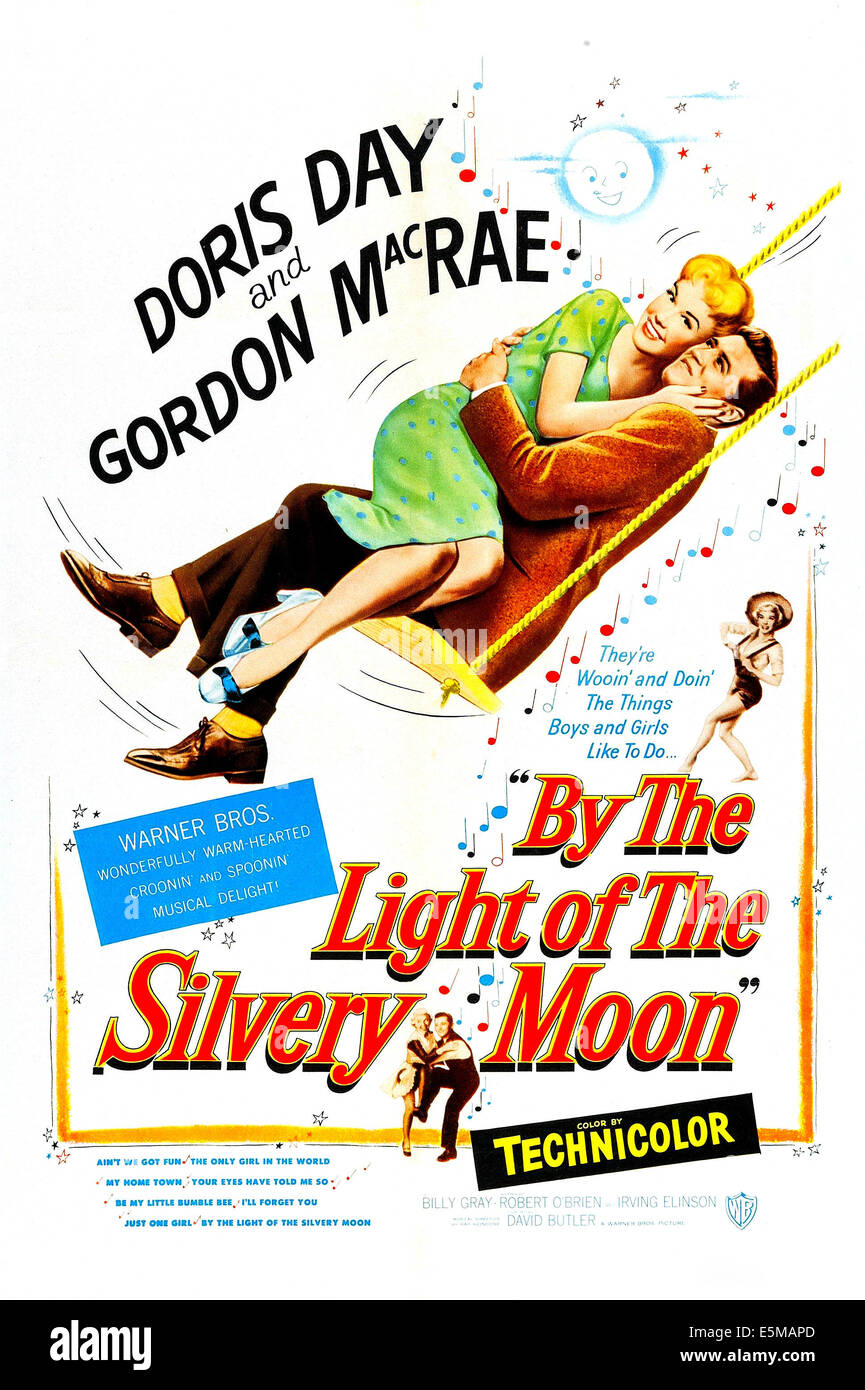 Con la luce della Luna argentea, noi poster, da sinistra: Doris Day, Gordon MacRae, 1953 Foto Stock