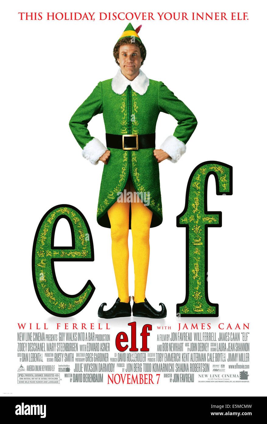 ELF, Will Ferrell, 2003, (c) Nuova linea/cortesia Everett Collection Foto Stock