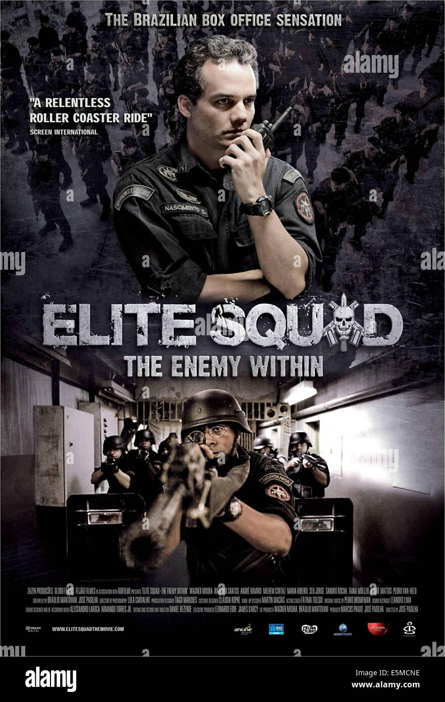 ELITE SQUAD: il nemico interno, (aka Tropa de Elite 2, aka O INIMIGO AGORA E OUTRO), parte superiore: Wagner Moura a noi locandina, 2010, Foto Stock