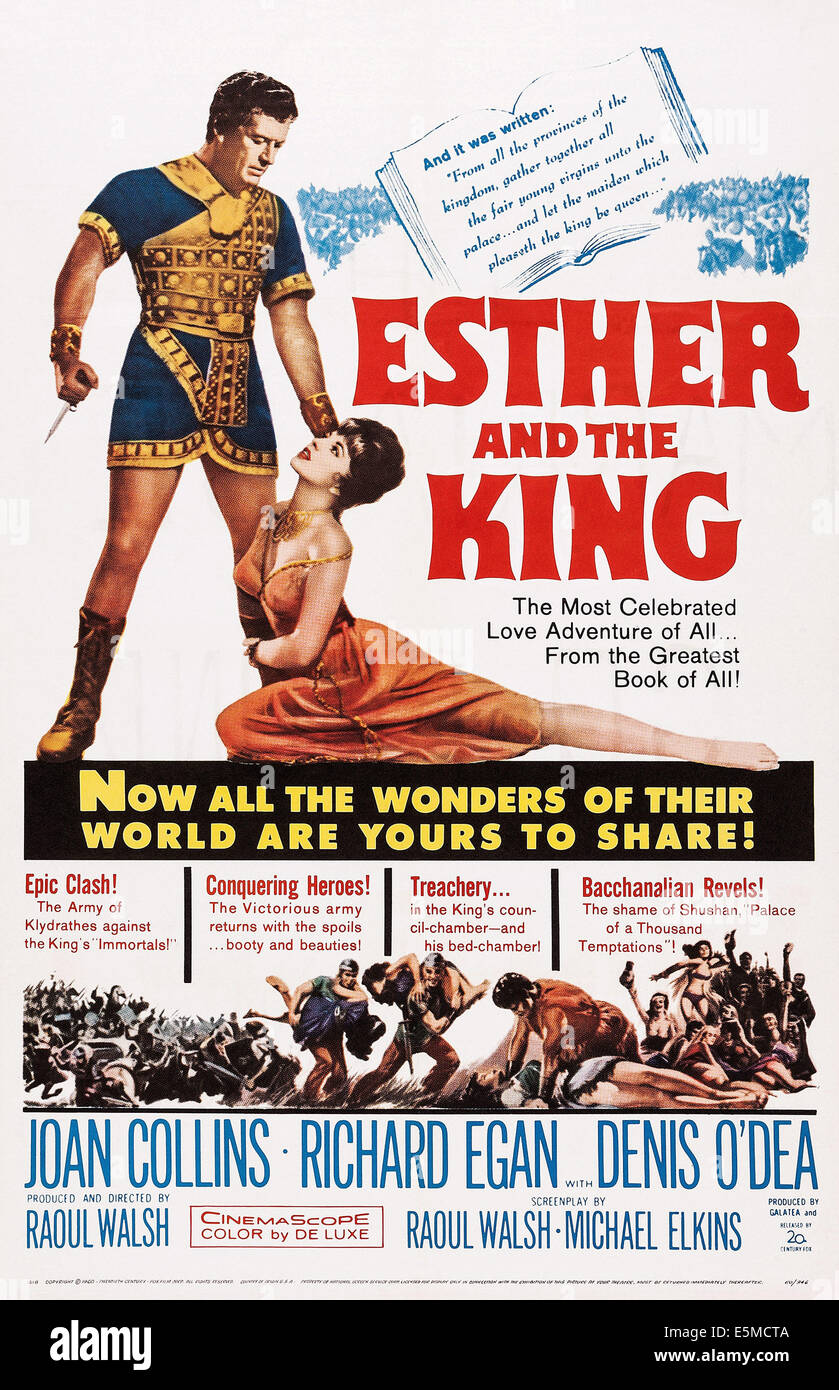 Ester e il re, noi locandina, da sinistra: Richard Egan, Joan Collins, 1960. TM & Copyright ©xx Century-Fox Film Corp. Foto Stock