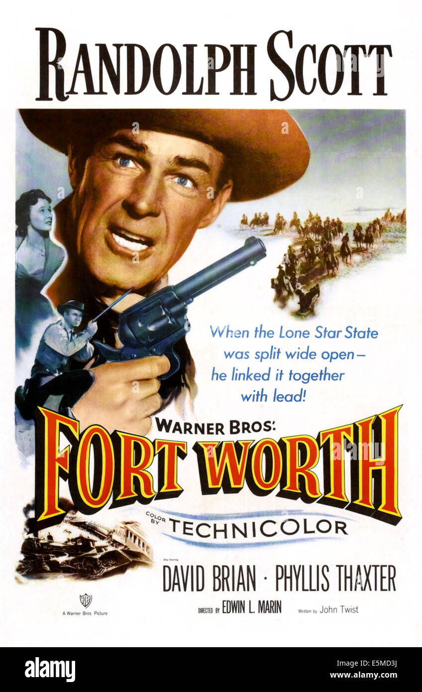 FORT WORTH, Randolph Scott, 1951. Foto Stock