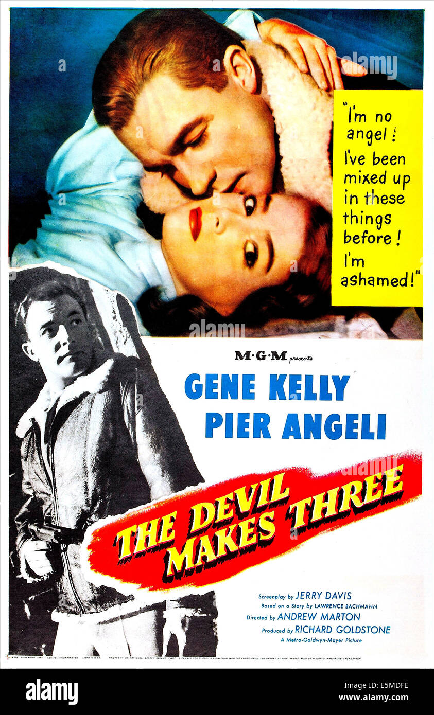 Il diavolo fa di tre, noi poster, Gene Kelly, Pier Angeli, 1952 Foto Stock