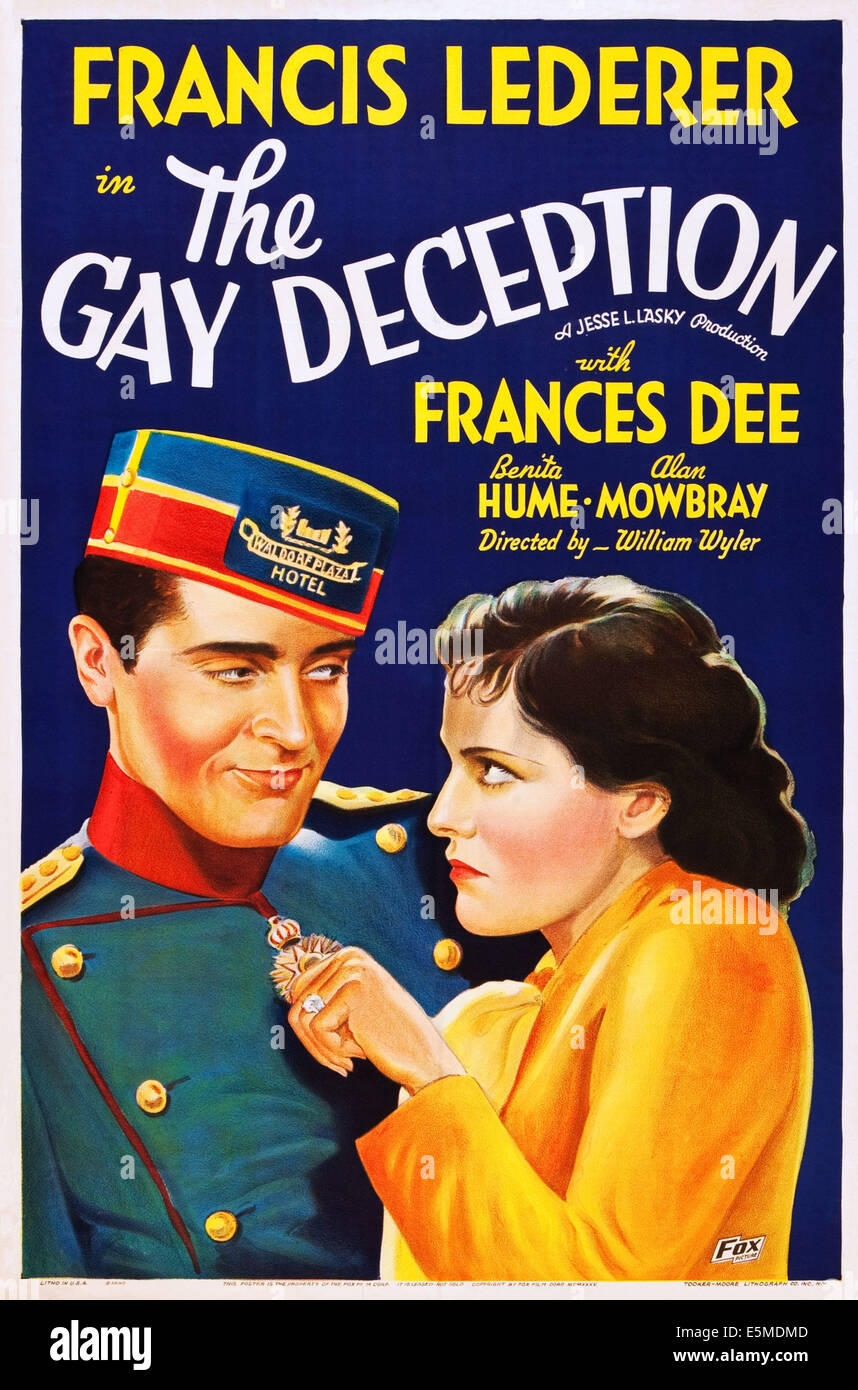 Il Gay inganno, l-r: Francis Lederer, Frances Dee su locandine, 1935, TM e Copyright ©XX Century Fox Film Corp. Tutti Foto Stock