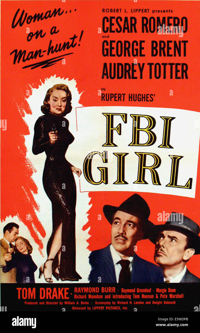 FBI GIRL, in basso a sinistra, da sinistra: Tom Drake, Audrey vacillerà; donna in abito nero: Audrey vacillerà; due uomini in basso a destra, da Foto Stock