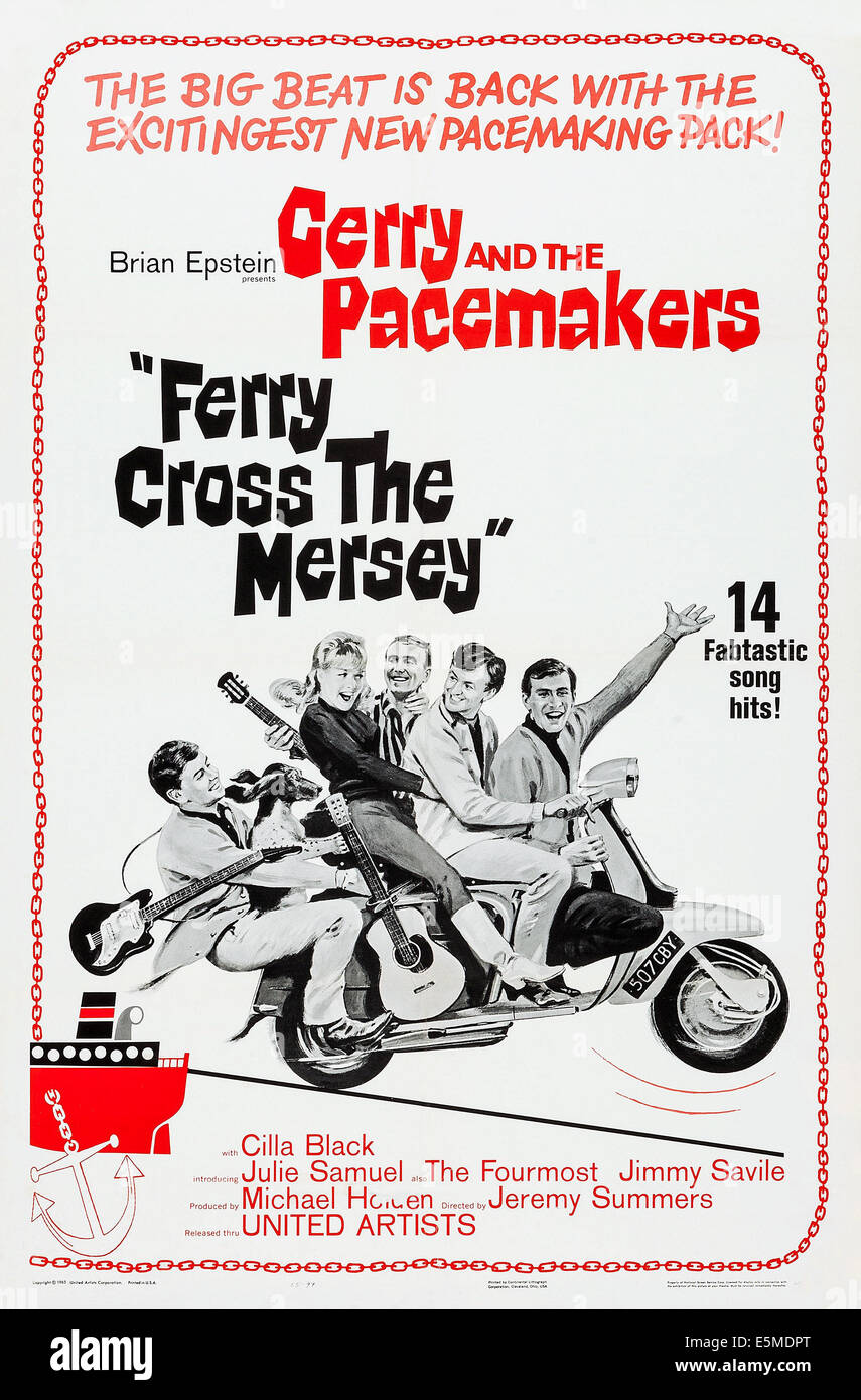 Croce in traghetto il MERSEY, noi locandina, Gerry e il pacemaker (Gerry Marsden, Freddie Marsden, Leslie Maguire, Les Foto Stock