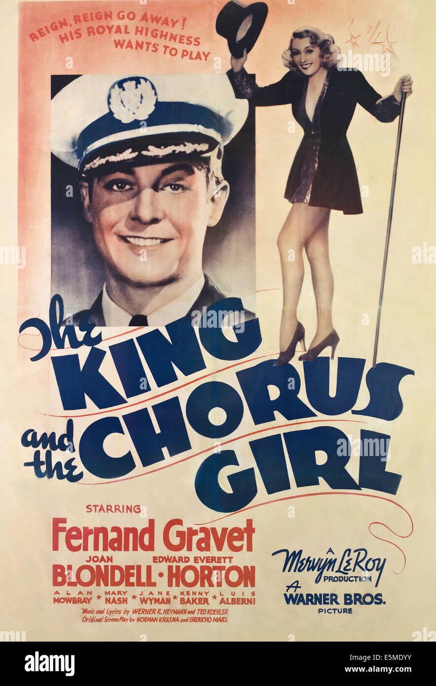 Il re e il coro GIRL, da sinistra, Fernand Gravet, Joan Blondll, 1937 Foto Stock