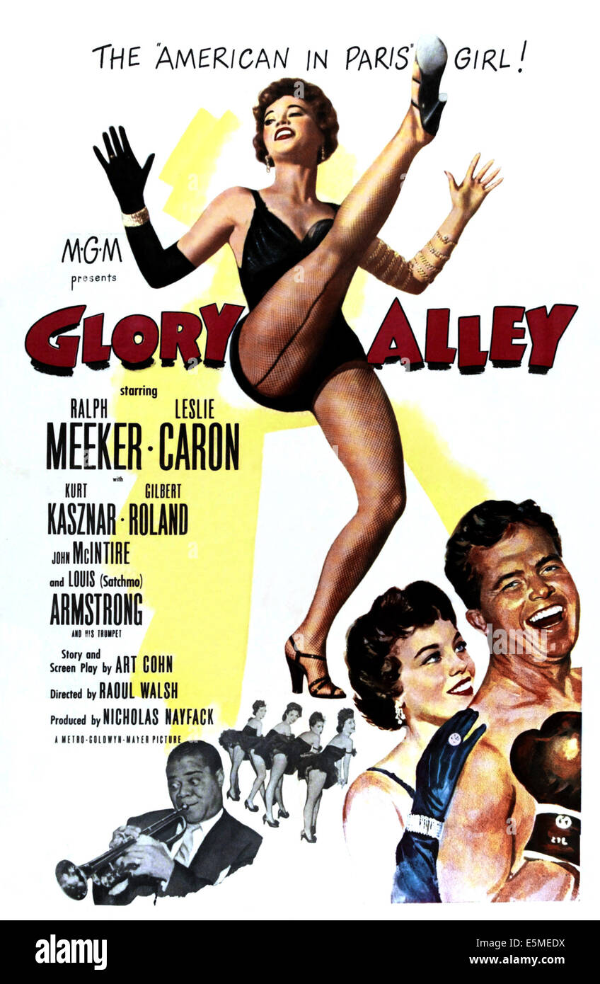 Gloria vicolo, (in senso antiorario dall'alto): Leslie Caron, Ralph Meeker, (Caron), Louis Armstrong, 1952. Foto Stock