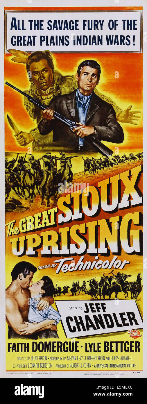 La grande sollevazione SIOUX, noi poster, parte superiore da sinistra: John War Eagle, Jeff Chandler, in basso da sinistra: Jeff Chandler, Fede Foto Stock