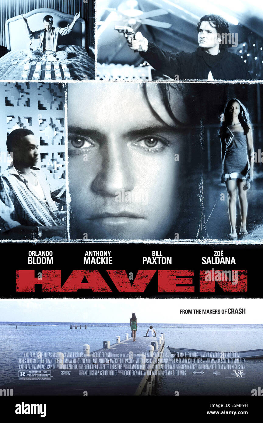 HAVEN, top: Bill Paxton, Orlando Bloom, medio: Anthony Mackie, Orlando Bloom, Zoe Saldana, 2004. ©Yari Film Group Foto Stock