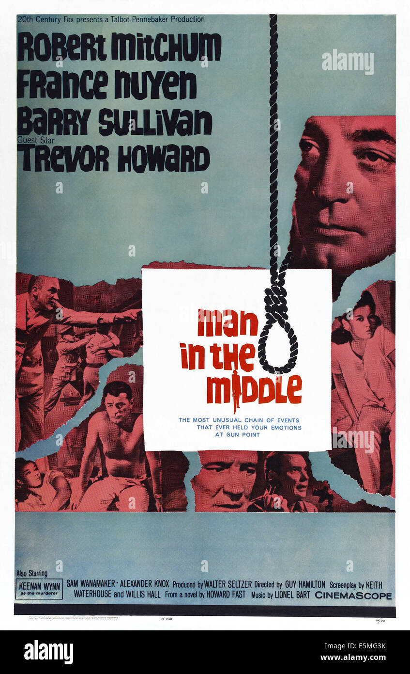 L'UOMO AL CENTRO, (aka il WINSTON AFFAIR), US poster, Keenan Wynn (rivolto), in basso da sinistra: France Nuyen, Robert Mitchum, Foto Stock