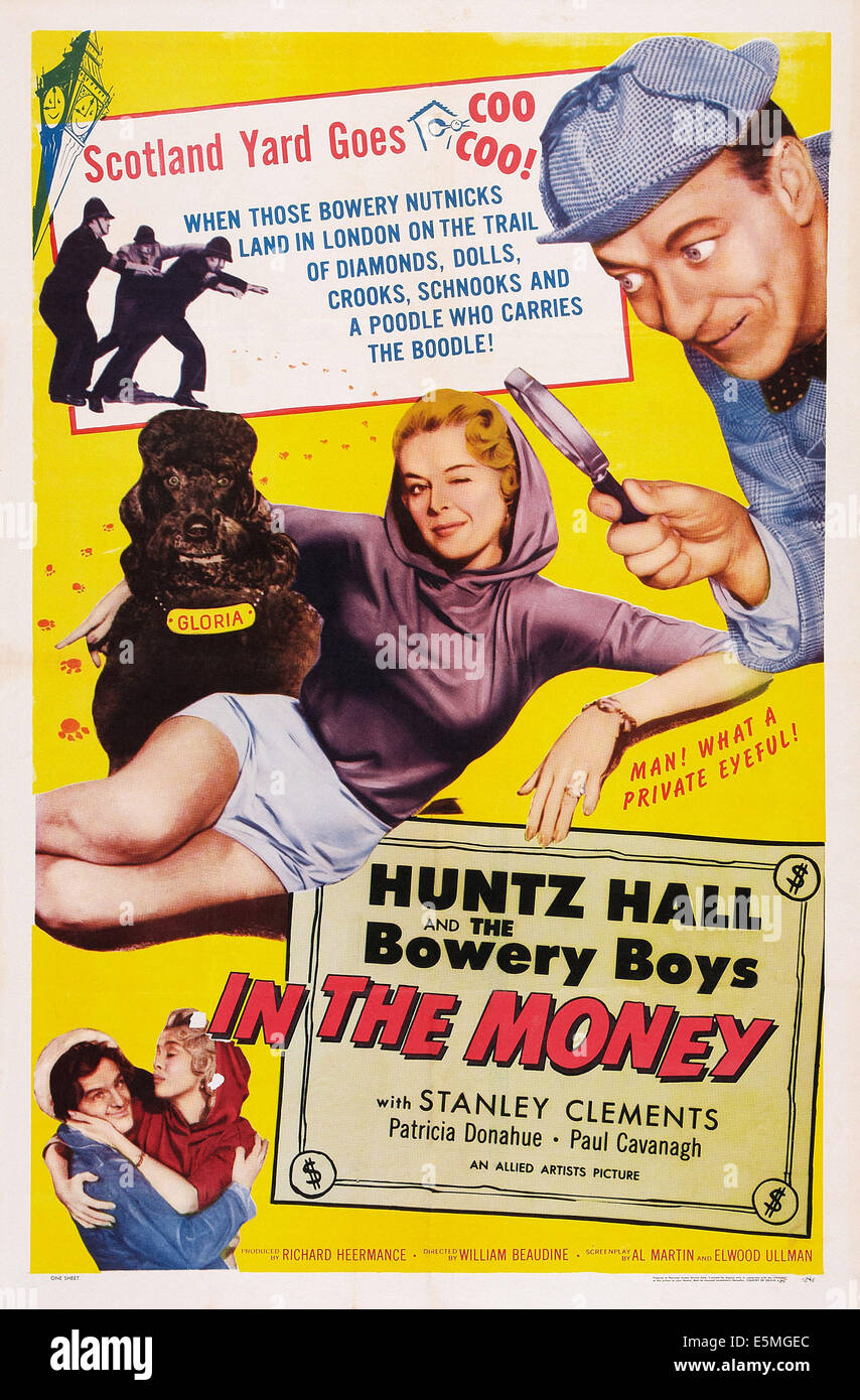 Il denaro, locandina, top l-r: Patricia Donahue, Huntz Hall, fondo l-r: Huntz Hall, Patricia Donahue, 1958. Foto Stock