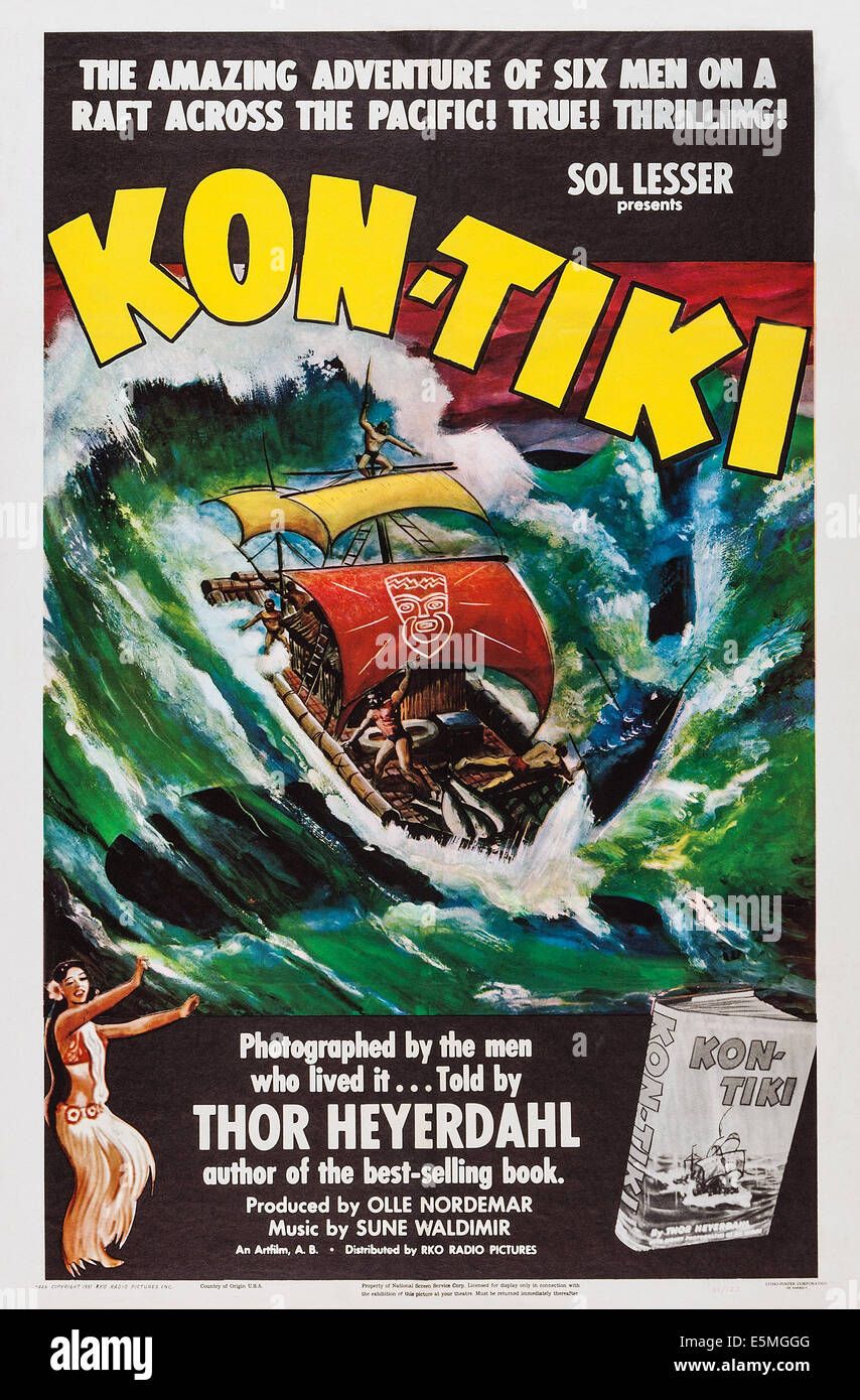 KON-TIKI, norvegese poster, 1950 Foto Stock