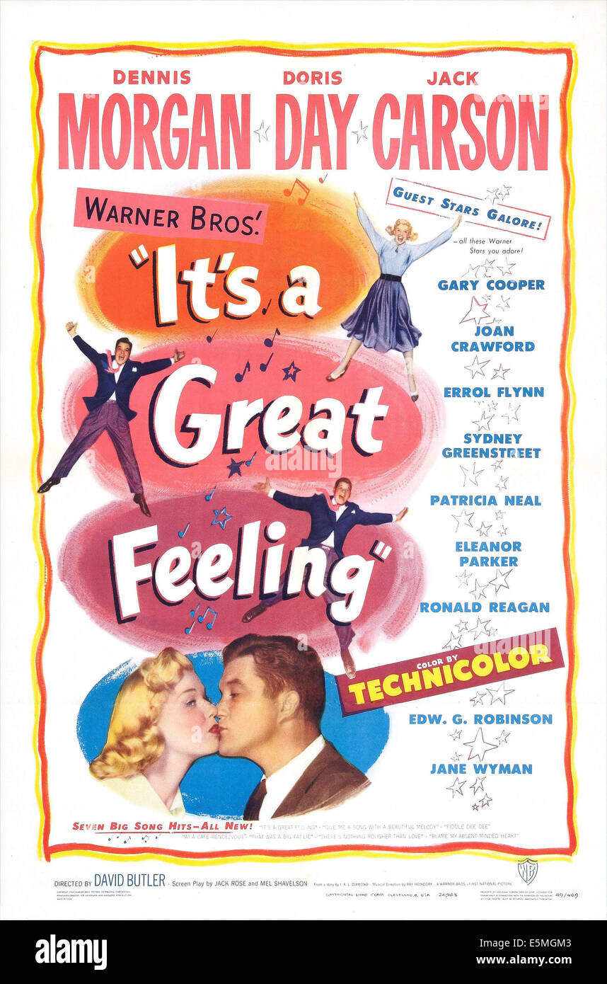 Si tratta di una grande sensazione, noi poster, in basso da sinistra: Dennis Morgan, Doris Day, 1949 Foto Stock