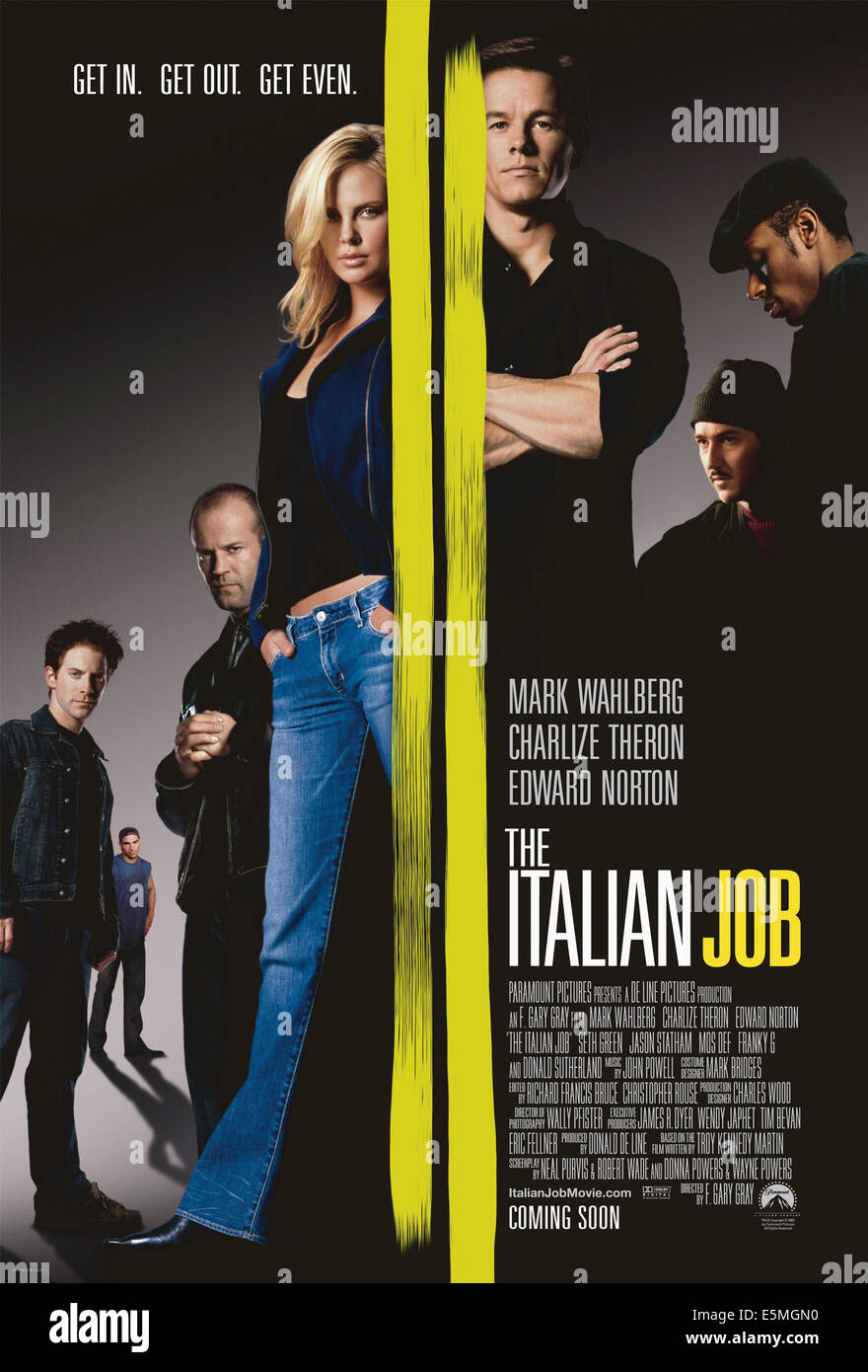 Il job italiano, Seth Green, Jason Statham, Charlize Theron, Mark Wahlberg, Edward Norton, Mos Def, 2003, (c) Foto Stock
