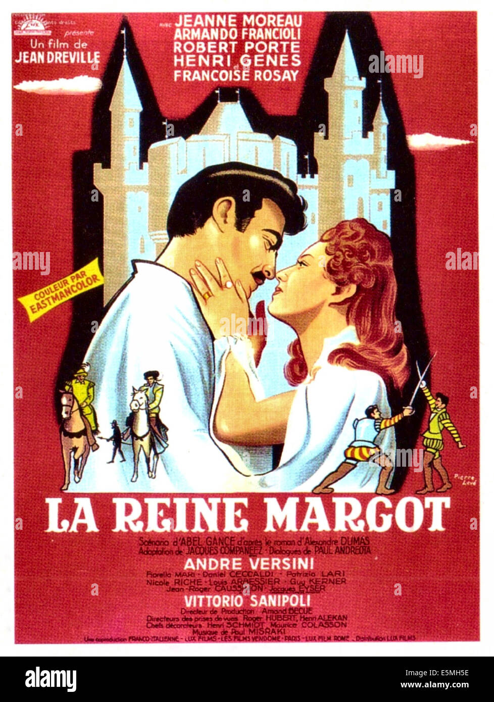 LA REINE MARGOT,(aka UNA DONNA DEL MALE, aka La Regina Margot), manifesto francese arte, destra: Jeanne Moreau, 1954. Foto Stock