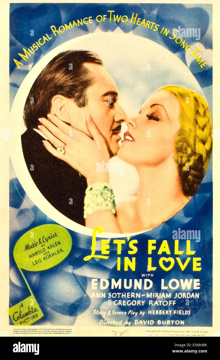 Andiamo a cadere in amore, da sinistra: Edmund Lowe, Ann Sothern sulla finestra midget card, 1933. Foto Stock