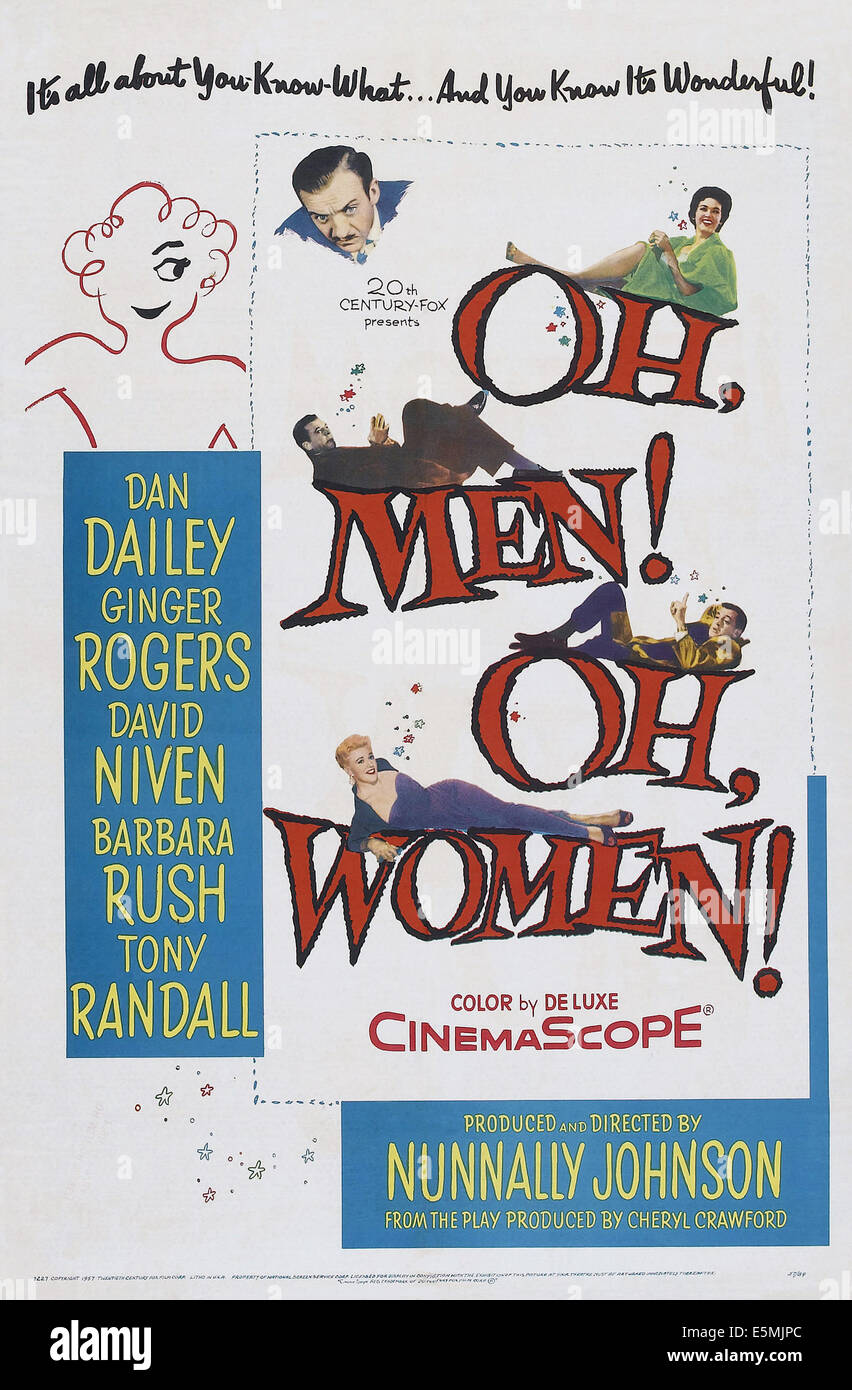 OH, uomini! OH DONNE!, dall'alto: David Niven, Barbara Rush, Dan Dailey, Tony Randall, Ginger Rogers sulla locandina, 19 Foto Stock