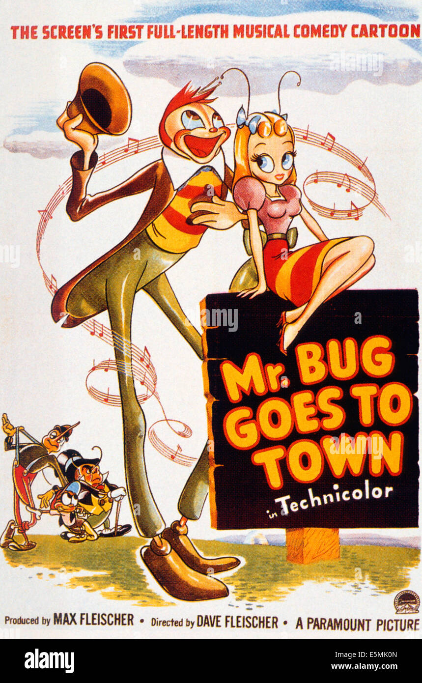 Il sig. BUG VA IN CITTÀ (aka HOPPITY va in città), in basso a sinistra: Smack la zanzara, Swat fly, C. Bagley Beetle, top: Foto Stock