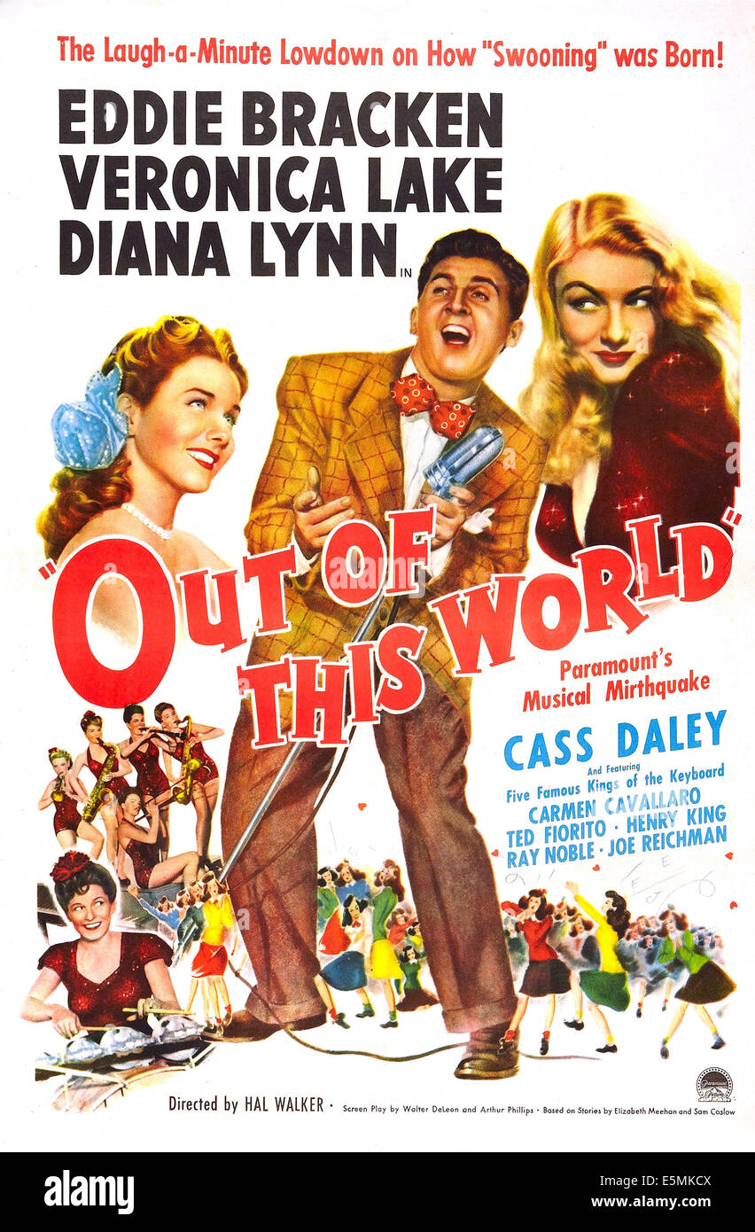 Al di fuori di questo mondo, noi poster, da sinistra: Diana Lynn, Eddie Bracken, Veronica Lake, 1945 Foto Stock