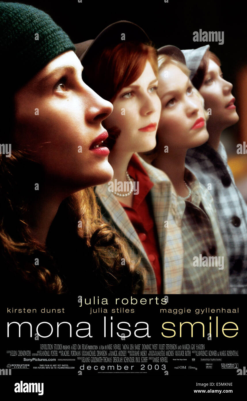 MONA LISA SMILE, Julia Roberts, Kirsten Dunst, Julia montanti, Maggie Gyllenhaal, 2003, (c) Columbia/cortesia Everett Collection Foto Stock