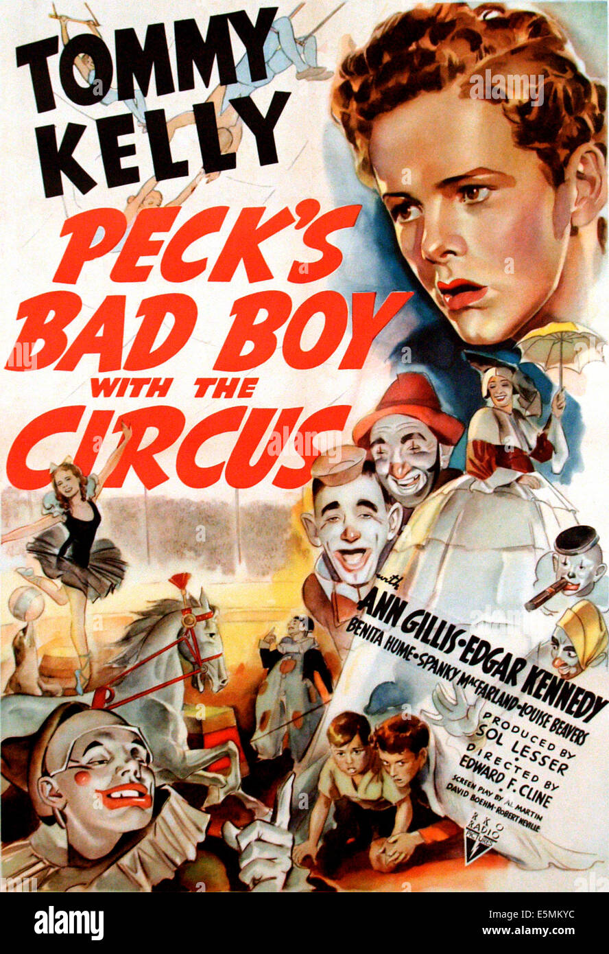 PECK è il cattivo ragazzo con il circus, Tommy Kelly, (in alto a destra), 1938 Foto Stock