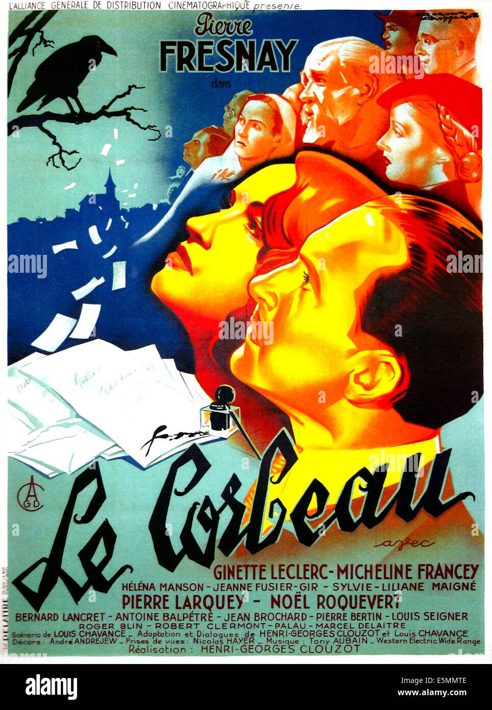 Il Corvo Aka Le Corbeau Francese Poster Centro Micheline Francey Pierre Fresnay 1943 Foto Stock Alamy