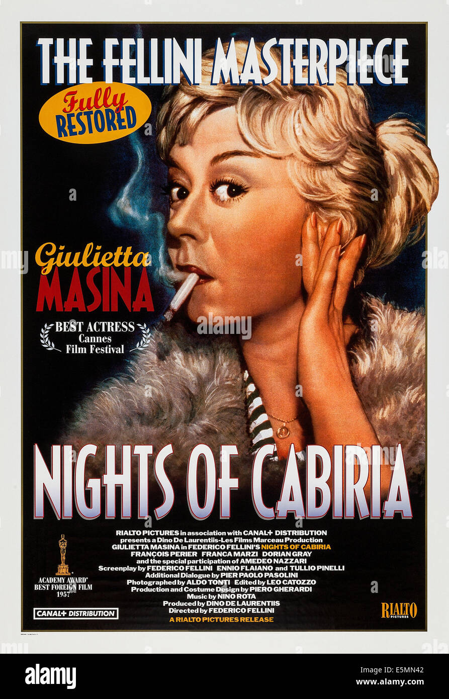 Le notti di Cabiria, (aka LE NOTTI DI CABIRIA), US Re-issue locandina, Giulietta Masina, 1957 Foto Stock