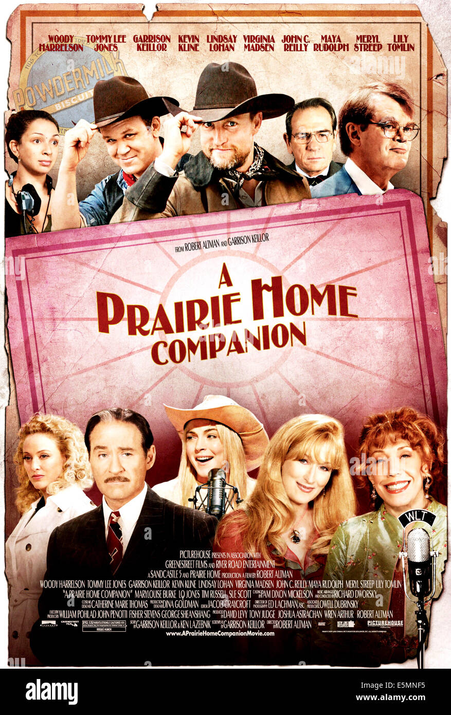 A Prairie Home Companion, top: Maya Rudolph, John C. Reilly, Woody Harrelson Tommy Lee Jones, Garrison Keillor, inferiore: Foto Stock