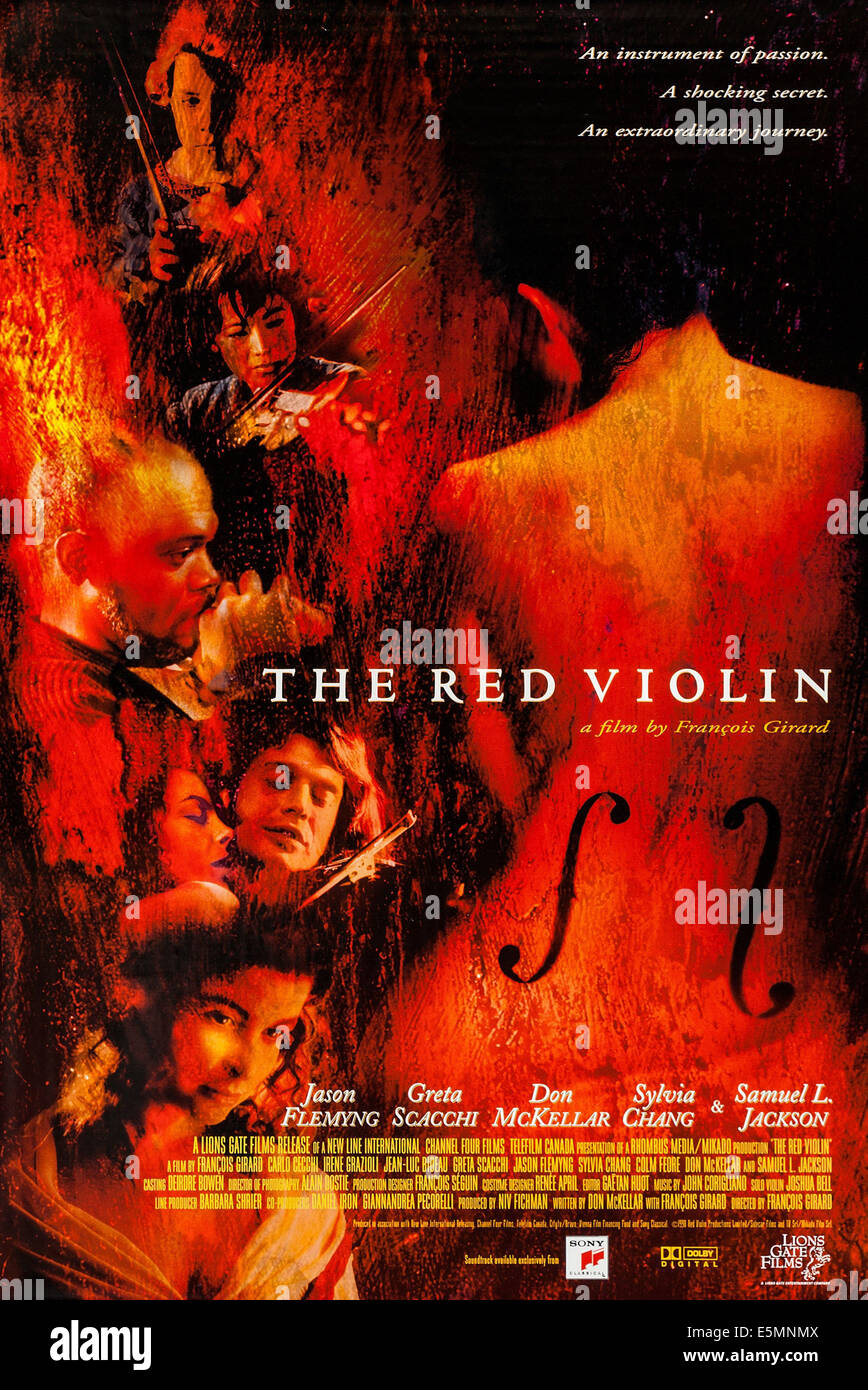 Il rosso violino, noi locandina, secondo da cima a fondo: Sylvia Chang, Samuel L. Jackson, Jason Flemyng, Greta Scacchi, Irene Foto Stock