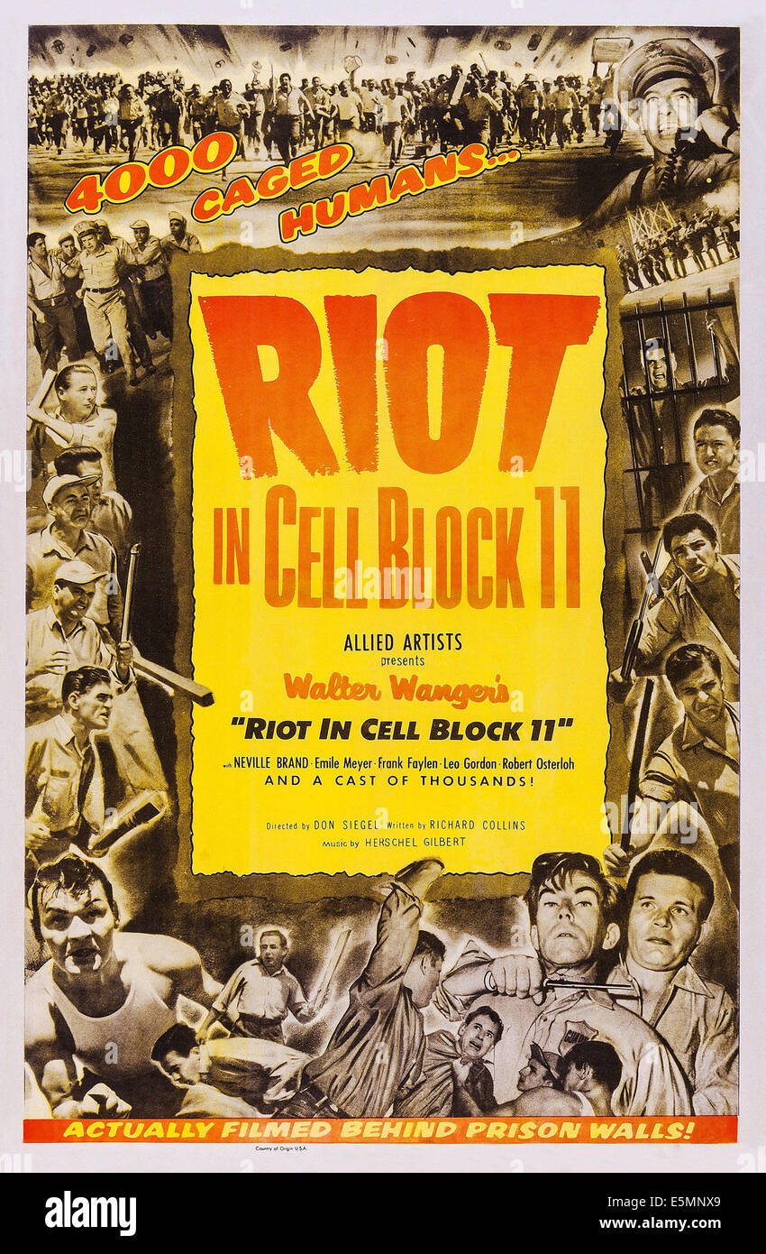 Sommossa IN BLOCCO DI CELLA 11, US locandina, Neville Brand, (in basso a destra), 1954 Foto Stock