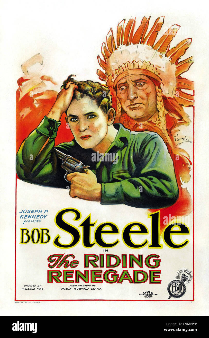 L' RIDIN RENEGADE, (aka il riding RENEGADE), l-r: Bob Steele, Nick Thompson sulla locandina, 1928. Foto Stock