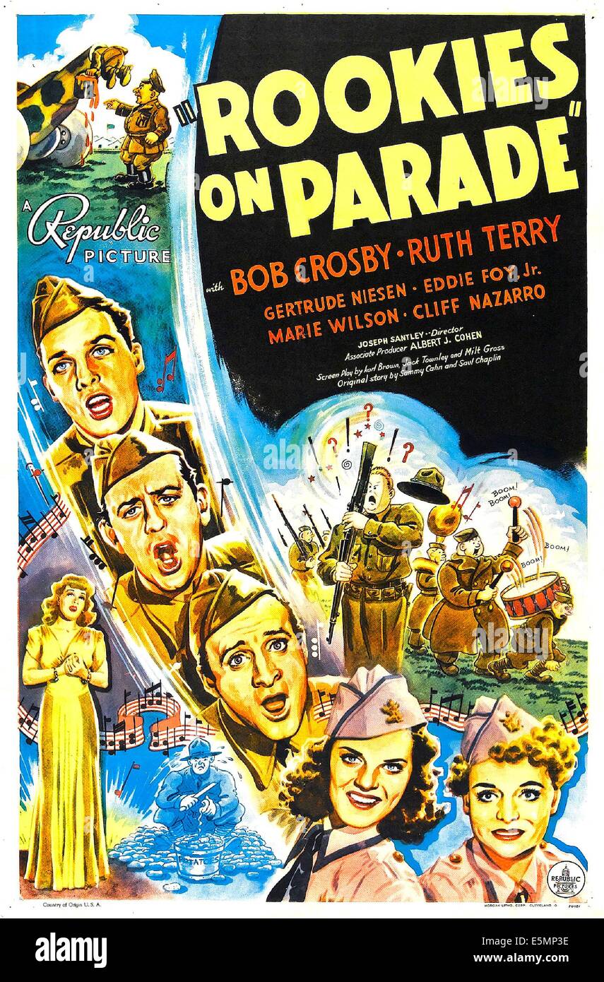 ROOKIES SU PARADE, noi poster, dall'alto: Bob Crosby, Eddie Foy, Jr., Cliff Nazarro, Ruth Terry, Marie Wilson, estrema sinistra: Gertrude Foto Stock